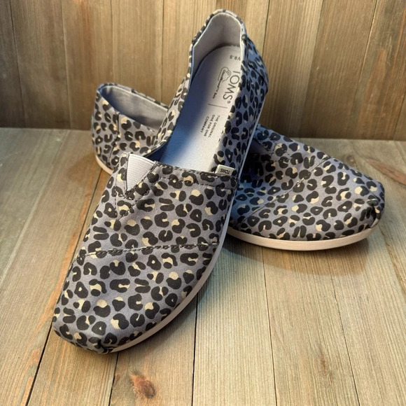 Toms Shoes - TOMS Women’s Alpargata Slip On Gray Leopard Cloth Shoes size 9.5